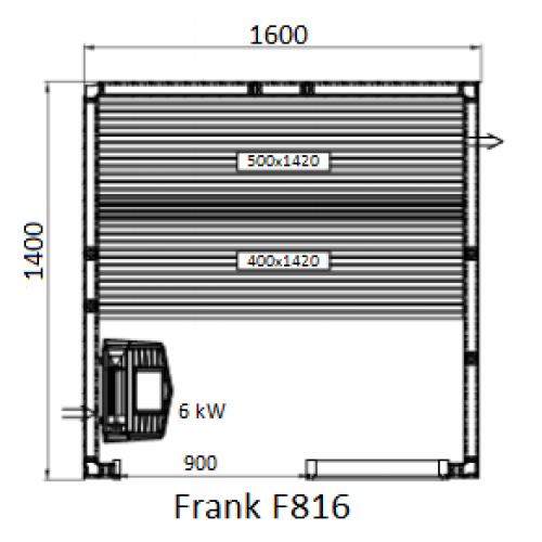 Финская сауна с электропечью Frank F 812 (200x140x210)