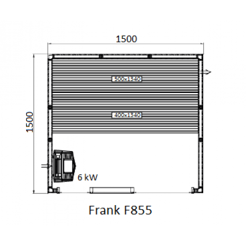 Финская сауна с электропечью Frank F 852 (250x150x210)