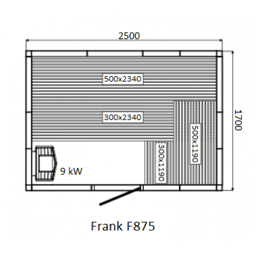 Финская сауна с электропечью Frank F 876 (270x170x210)