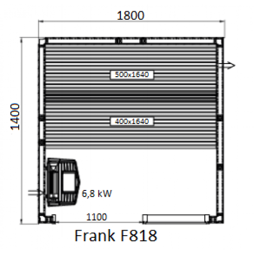 Финская сауна с электропечью Frank F 818 (180x140x210)