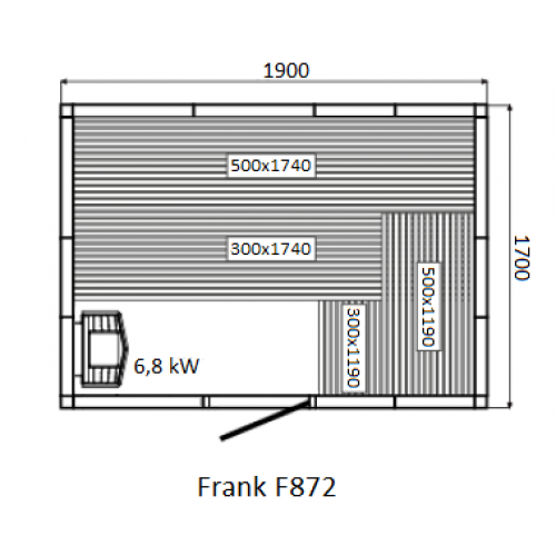 Финская сауна с электропечью Frank F 875 (250x170x210)