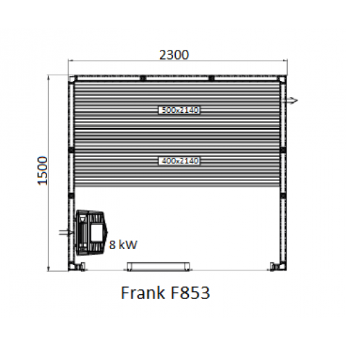 Финская сауна с электропечью Frank F 853 (230x150x210)