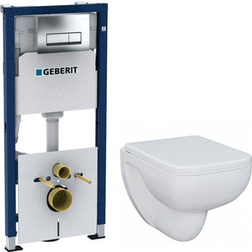 Комплект Инсталляция Geberit Duofix 4 в 1 с кнопкой смыва + Унитаз Am.Pm Tender смикролифтом + Держатель туалетной бумаги