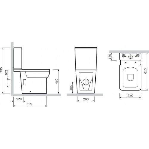 Комплект Унитаз-компакт AM.PM Tender C45A8700SC безободковый + Мебель для ванной STWORKI Хельсинки 65