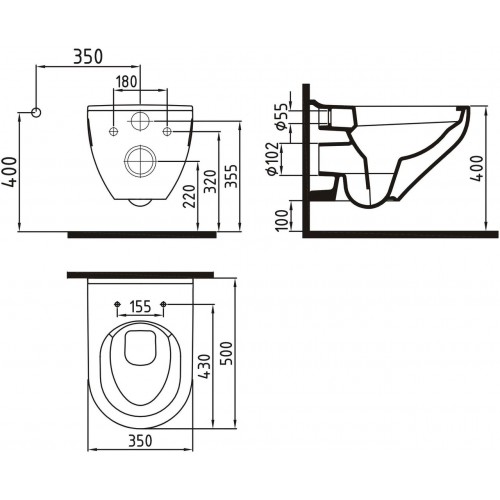 Комплект Унитаз подвесной Bien Ion безободковый, с биде + Мебель для ванной STWORKI Хельсинки 65