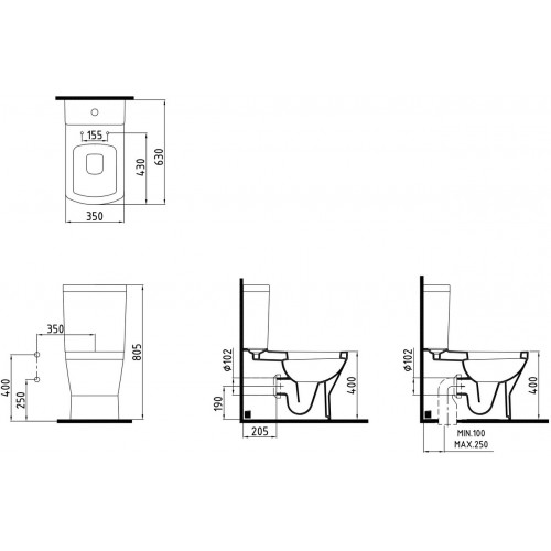 Унитаз-компакт Bien Neptun NPKD06301VE0W3000 с функцией биде, встроенным смесителем + держатель туалетной бумаги