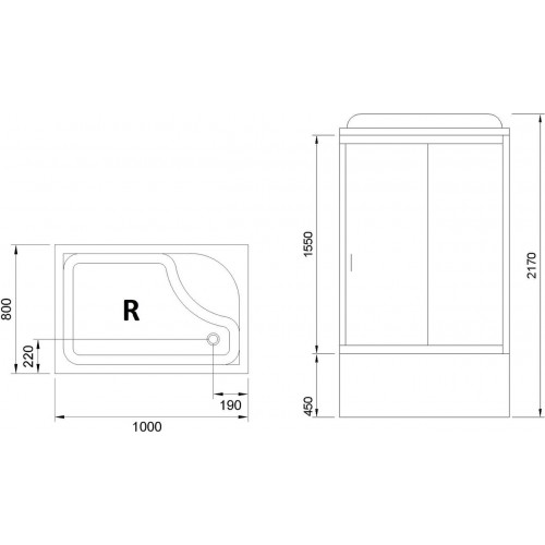 Душевая кабина Royal Bath BP RB8100BP1-M-CH-R (100x80)