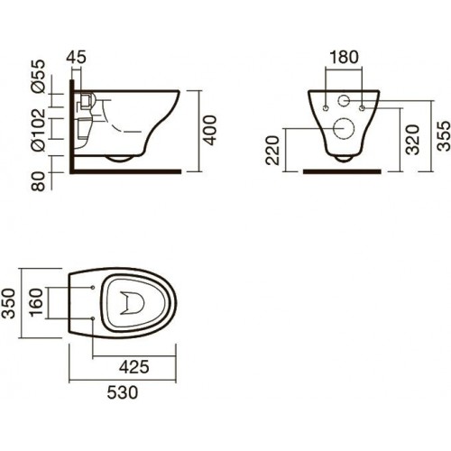 Комплект Sanitana Pop S999661 подвесной унитаз + инсталляция + кнопка