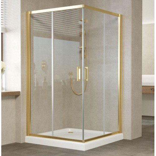 Душевой уголок Vegas Glass ZA 0120 09 01 профиль золото, стекло прозрачное