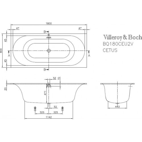 Акриловая ванна Villeroy & Boch Cetus UBQ180CEU2V-01 alpin